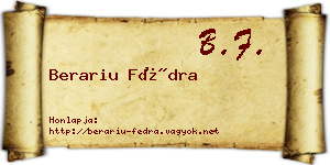 Berariu Fédra névjegykártya
